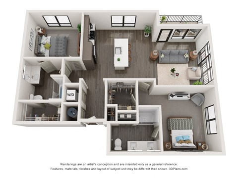 Canyon 2  Bed   2  Bath   1,161 Sq. Ft. Floor Plan at Chapter at the Streets of St Charles, Saint Charles, 63303